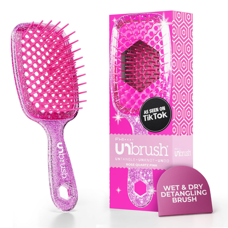 FHI Heat UNbrush front view showing rose quartz color and grip, easy handling benefit