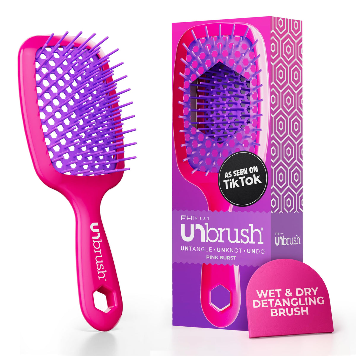 FHI Heat UNbrush front view showing bristle pattern and lightweight benefit