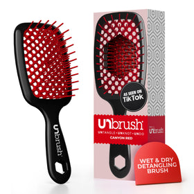 FHI Heat Unbrush front view showing red brush for easy detangling