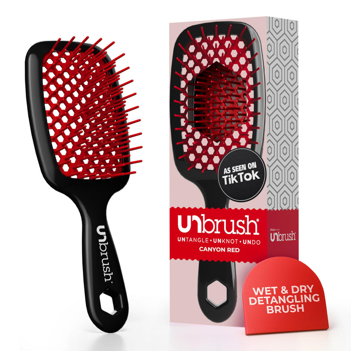 FHI Heat Unbrush front view showing red brush for easy detangling