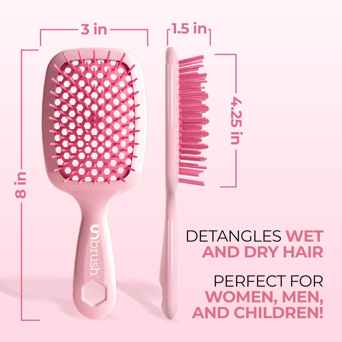 FHI Heat UNbrush held in hand to show lightweight 1.5 oz size and travel-friendly convenience