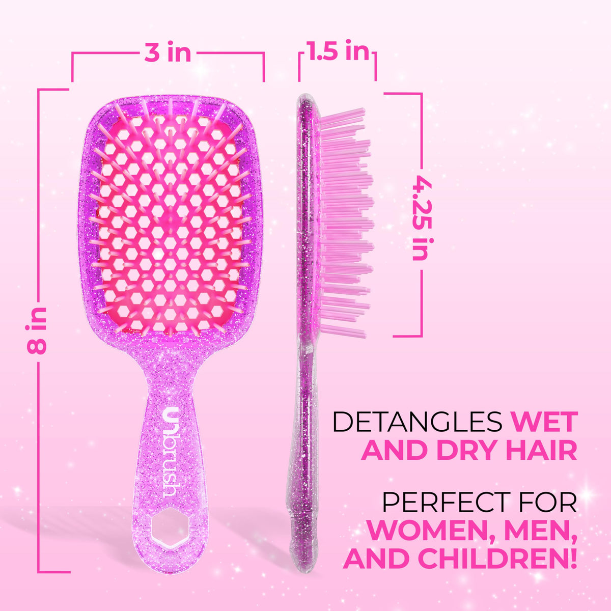 FHI Heat UNbrush held in hand to show scale, lightweight 1.5 oz comfort