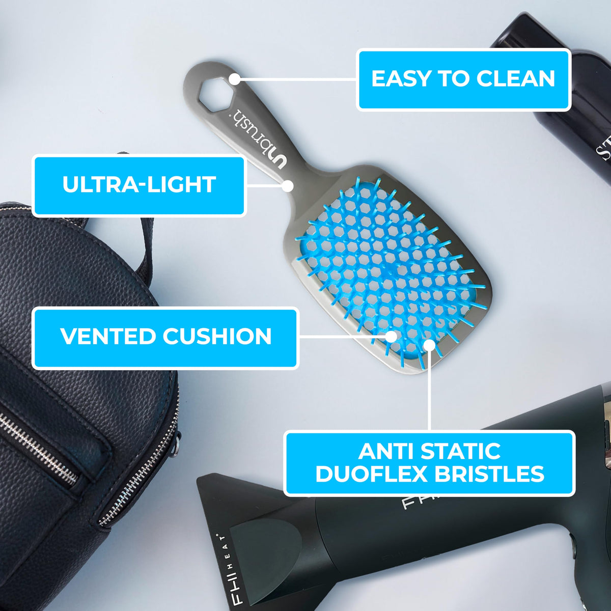 FHI Heat UNbrush detangling wet hair gently without tugging or discomfort