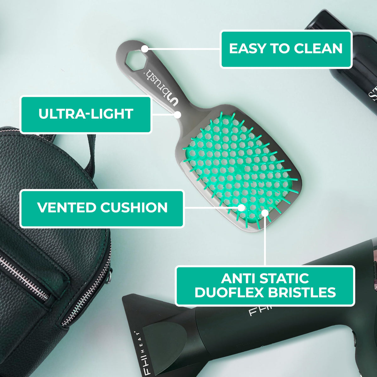 FHI Heat UNbrush detangling wet hair demonstrating smooth pain-free brushing benefit