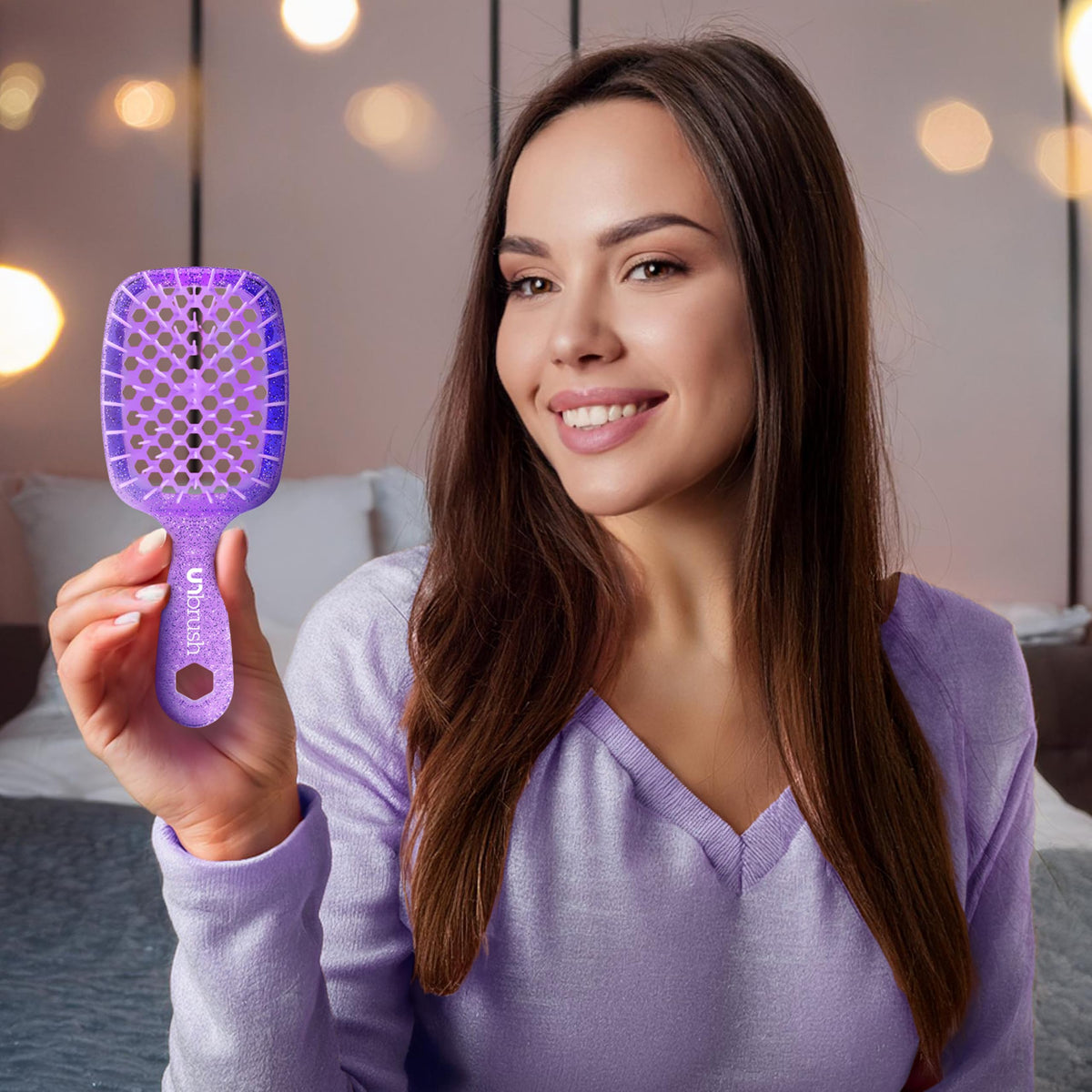 FHI Heat UNbrush mini amethyst lavender finish showing color and stylish countertop look
