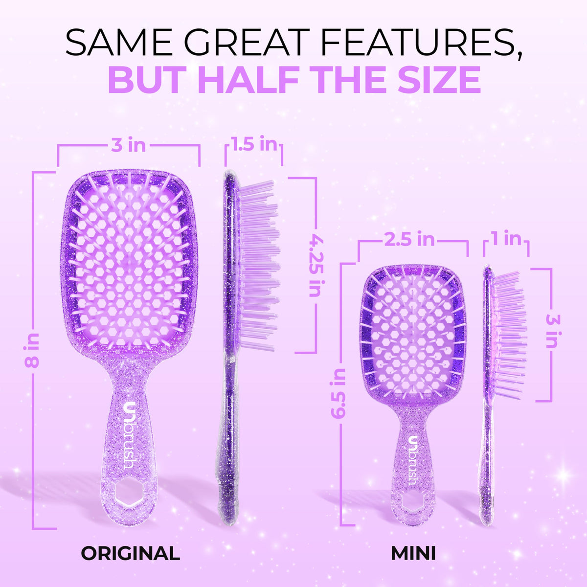 FHI Heat UNbrush mini bristle closeup highlighting DuoFlex anti-static bristles for gentle glide