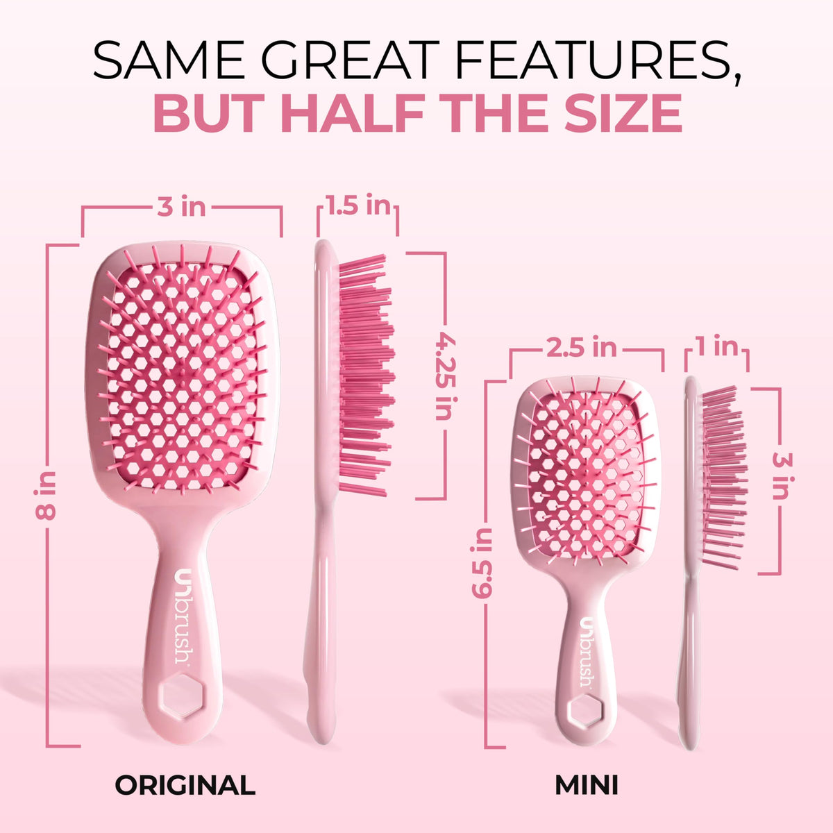 FHI Heat UNbrush Mini close-up of DuoFlex bristles revealing flexible detangling action