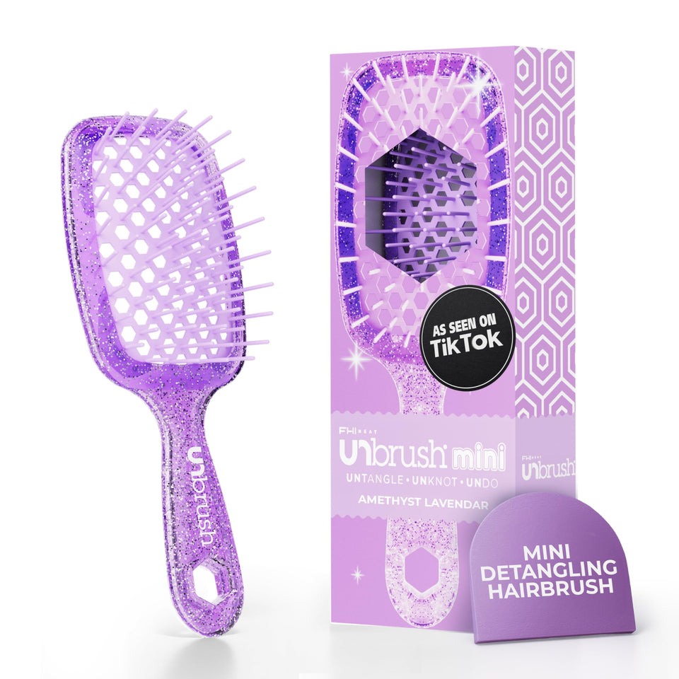 FHI Heat UNbrush mini front view showing compact travel-ready design and quick detangling