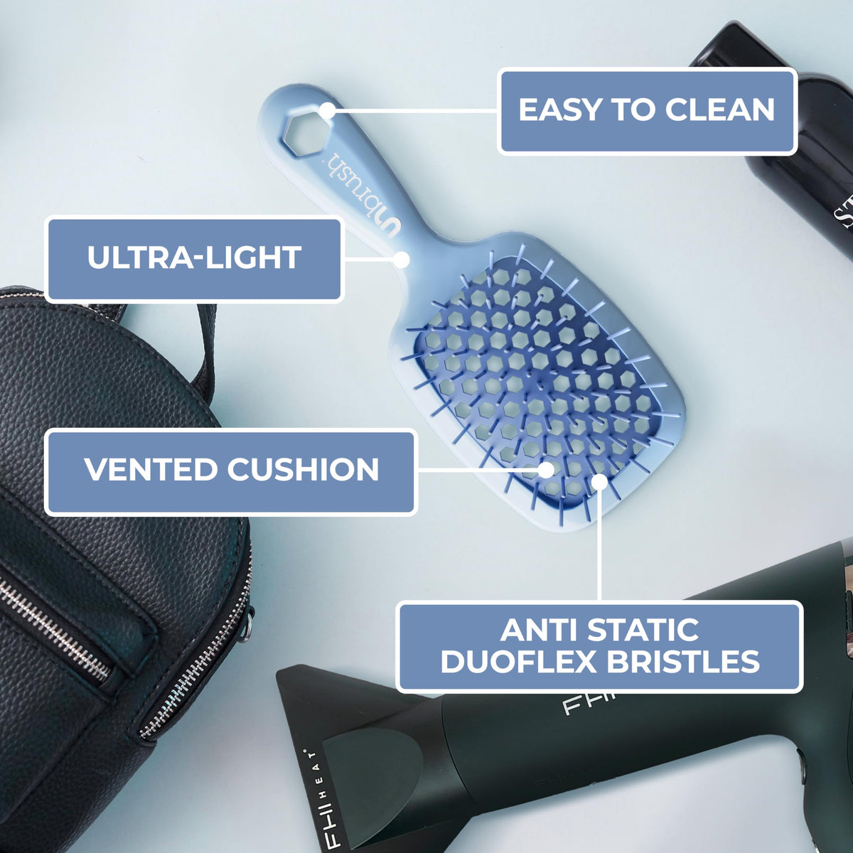 FHI Heat brushing wet hair to reduce breakage and detangle damp strands efficiently