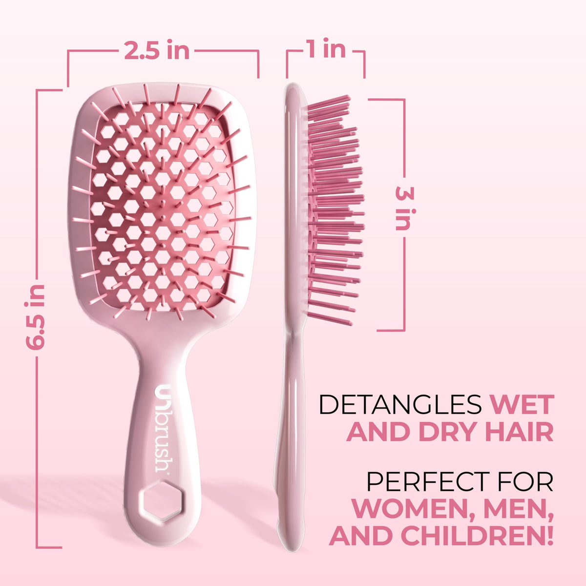 FHI Heat UNbrush Mini brushing wet hair illustrating gentle knot release without pulling