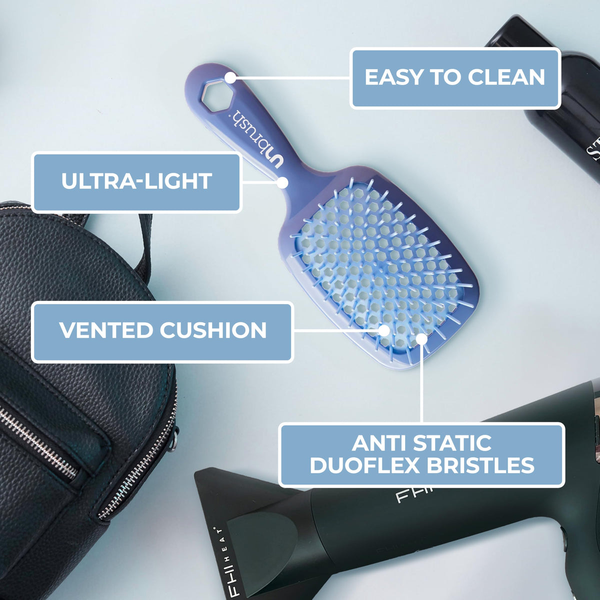 FHI Heat brush detangling wet hair reducing breakage during post-shower styling
