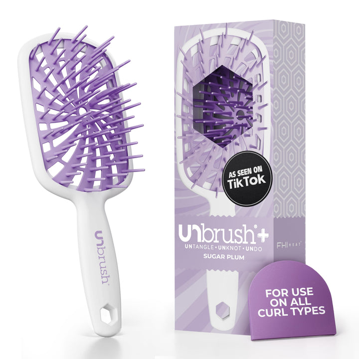 FHI Heat UNbrush Plus front view showing lightweight vented design and bristles benefit
