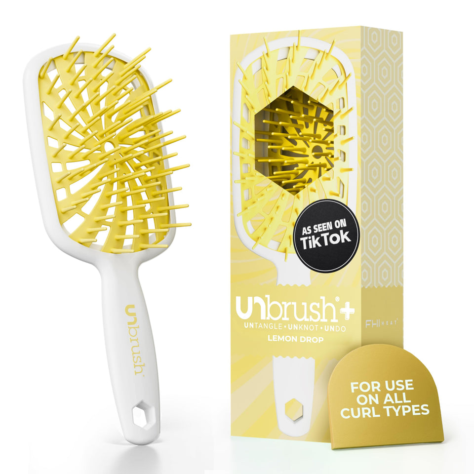 FHI Heat UNbrush Plus front view showing bristle layout and sleek profile for gentle detangling