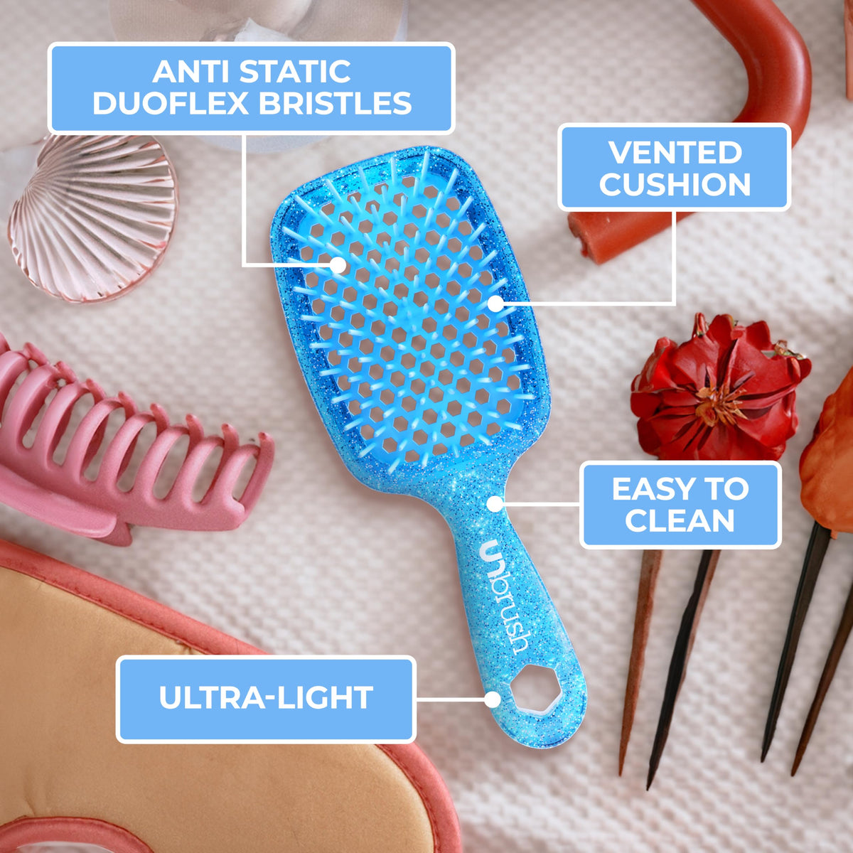 styling scene: FHI Heat UNbrush detangling wet hair gently to prevent pulling