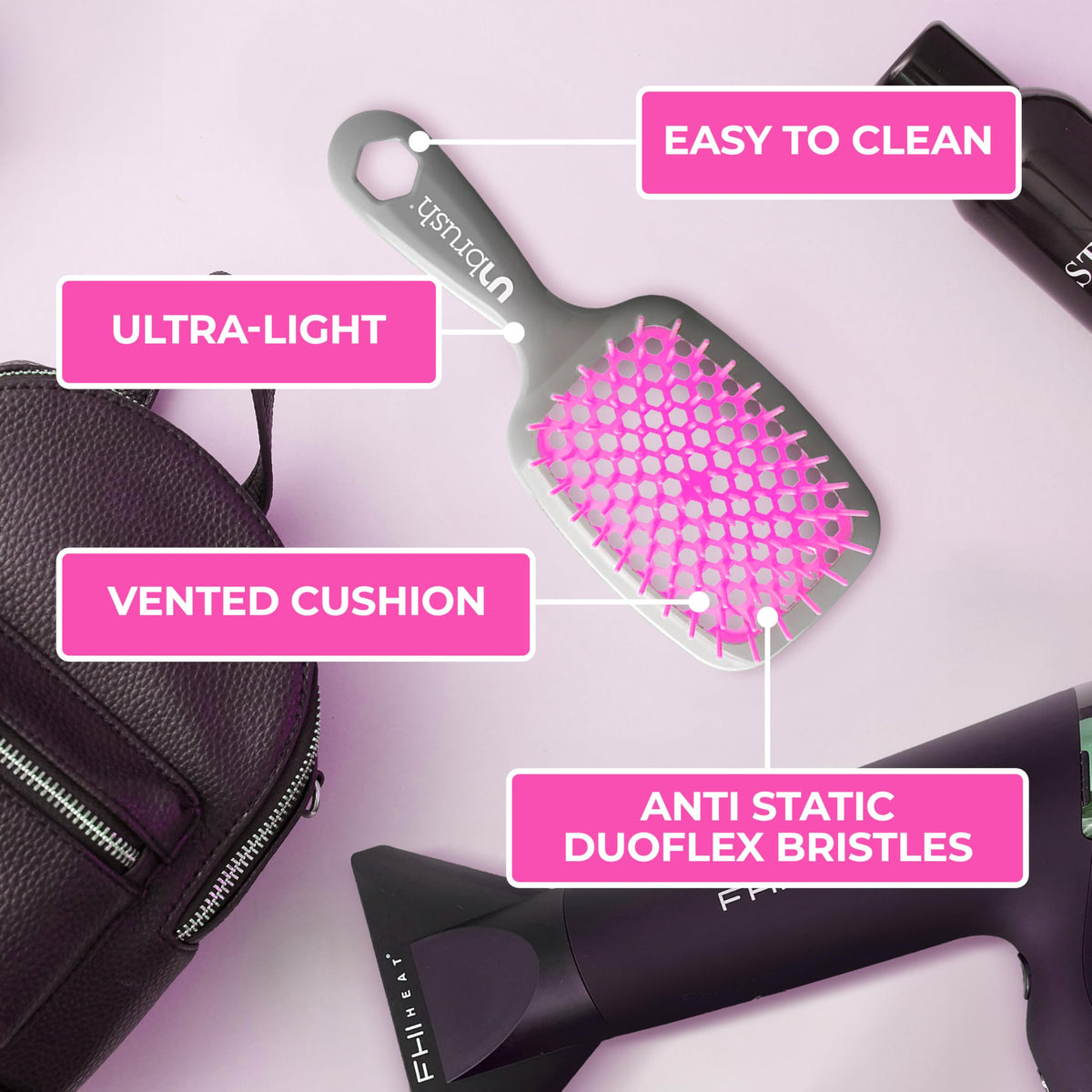 FHI Heat Unbrush detangling wet hair with less pulling and smooth glide