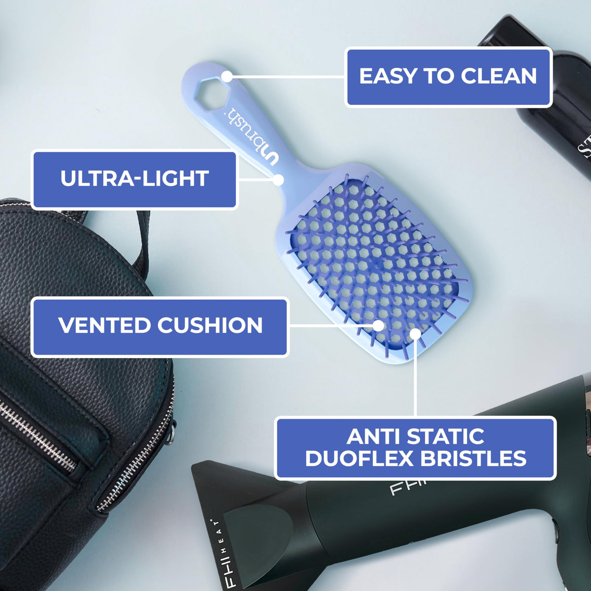 FHI Heat UNbrush detangling wet hair smoothly with less tugging and pain