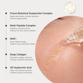 Ficeco silky serum texture close-up for fast absorption benefit