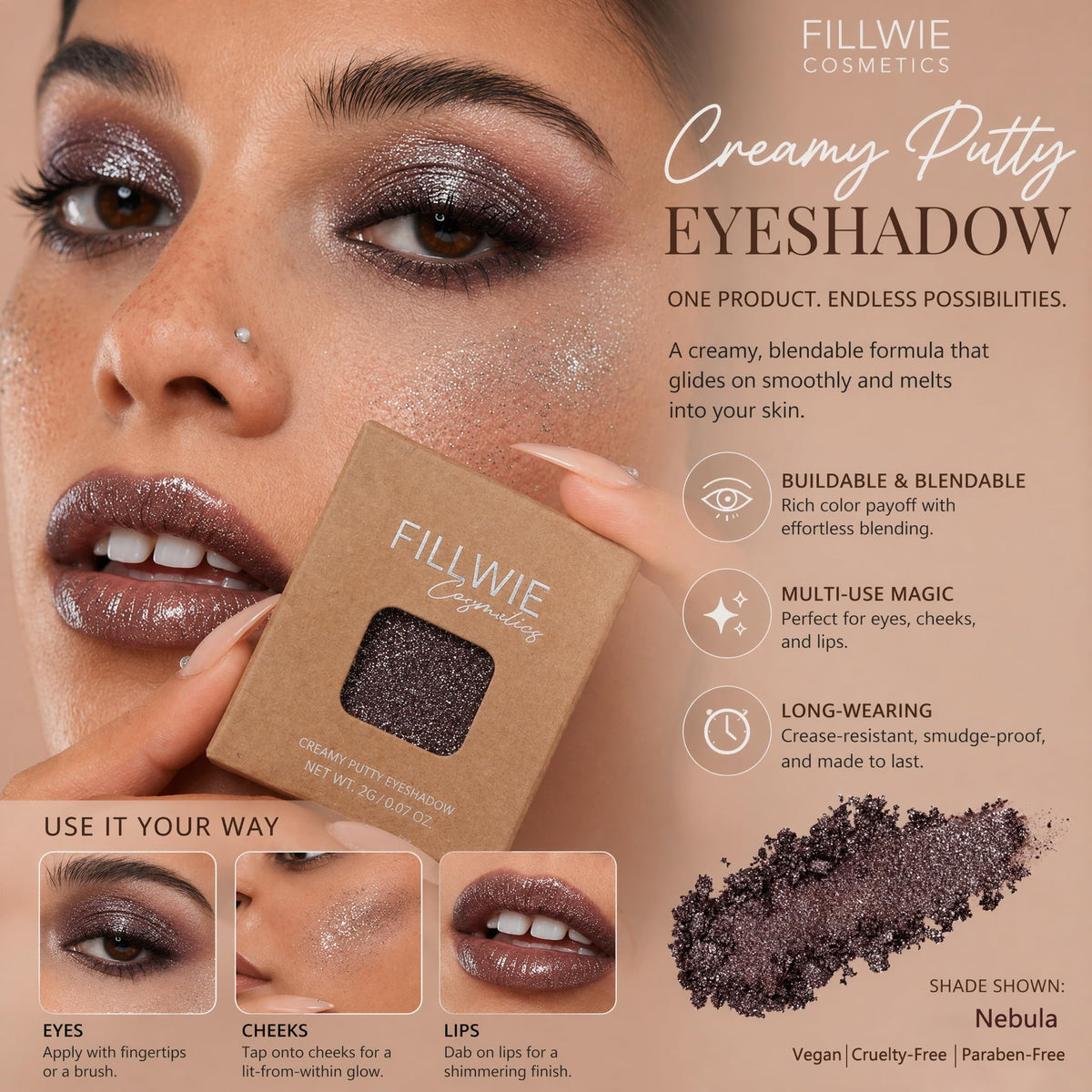 Fillwie lid before and after showing transformative duochrome effect
