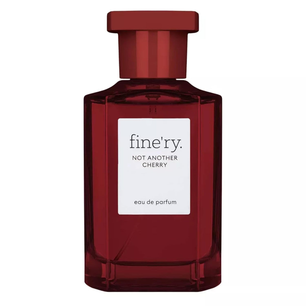 Fine'ry front bottle view showing elegant design and cherry almond scent benefit