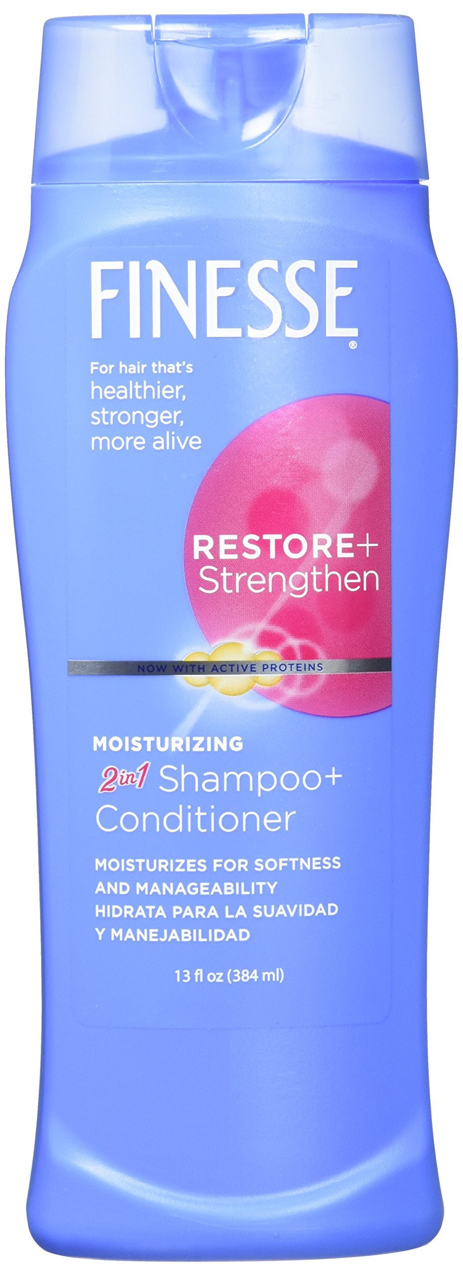 FINESSE front packaging showing 13 oz bottle and moisturizing benefit