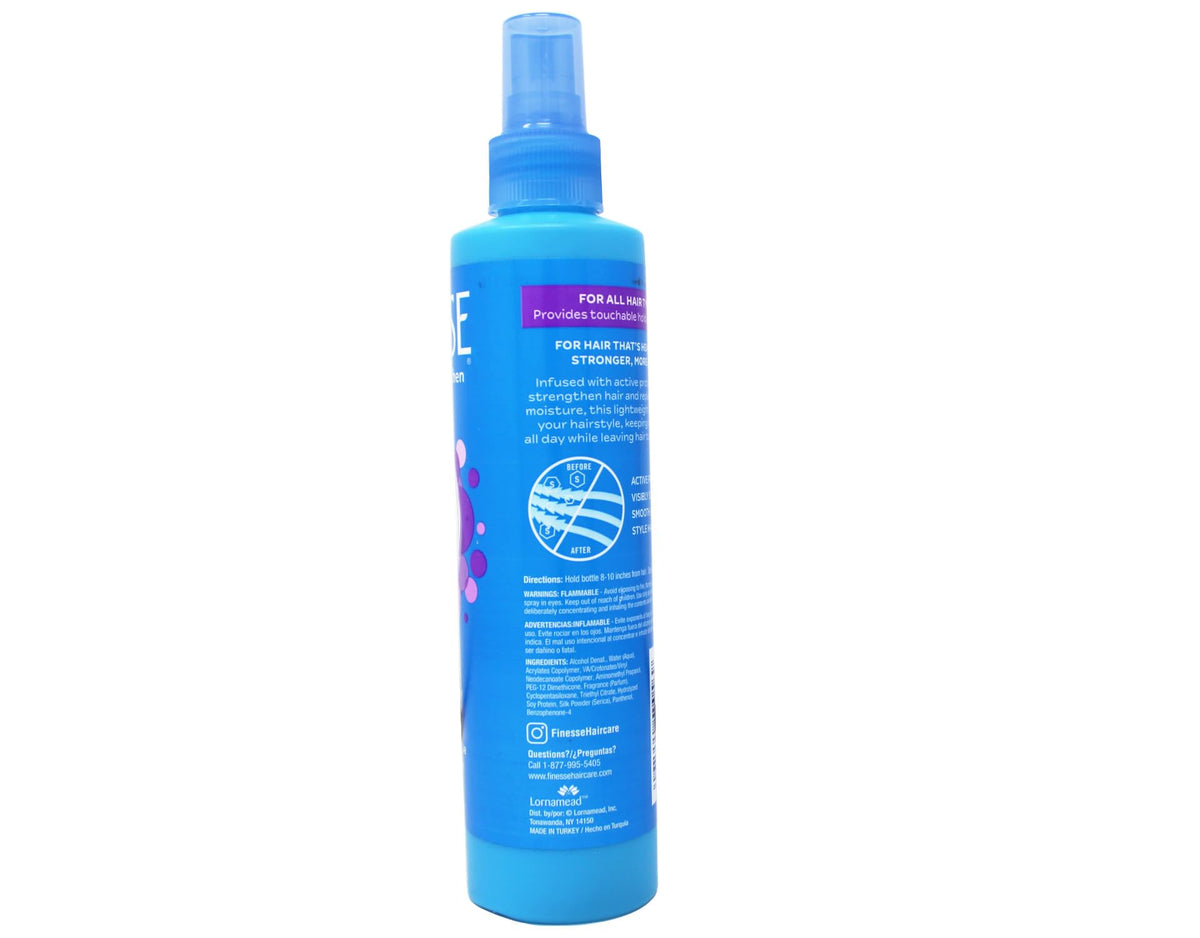 FINESSE product label highlighting silk and soy proteins for conditioning