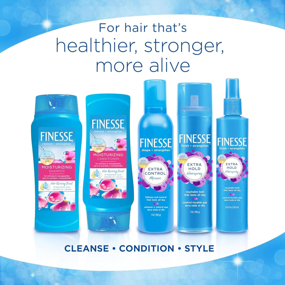 FINESSE lifestyle hair after use shows softened frizz-controlled hair