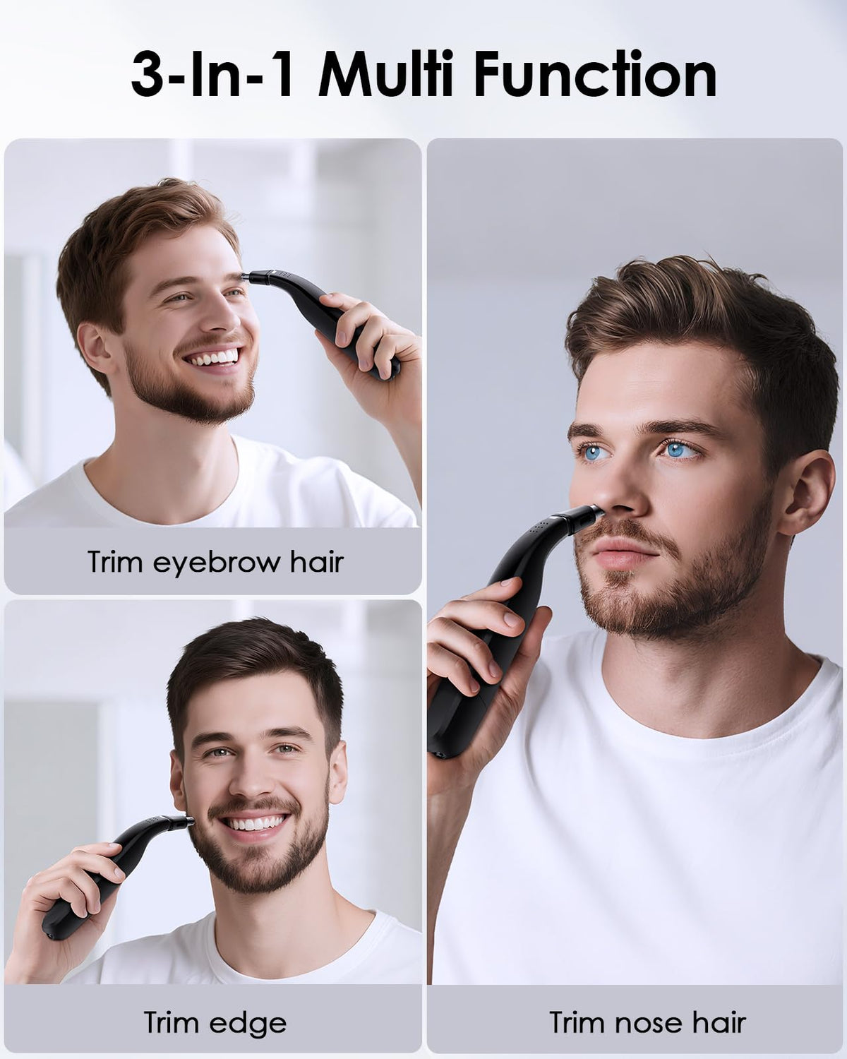 FINETCH in-use trimming nose hair demonstrating comfortable painless trim