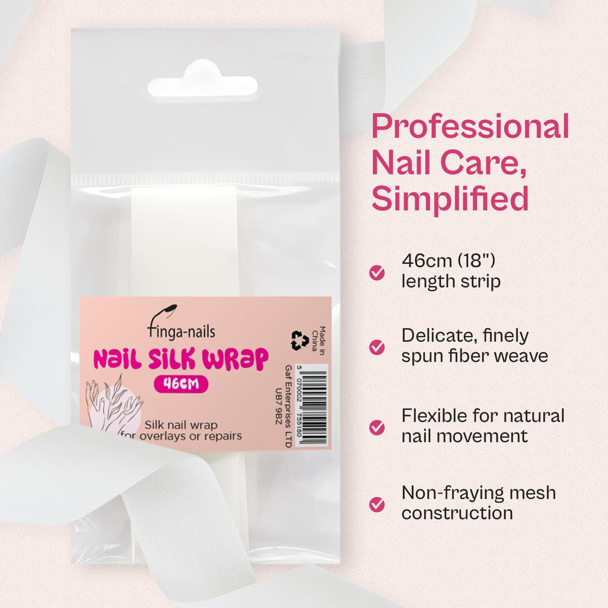 Finga-Nails close-up silk texture highlighting strong flexible reinforcement