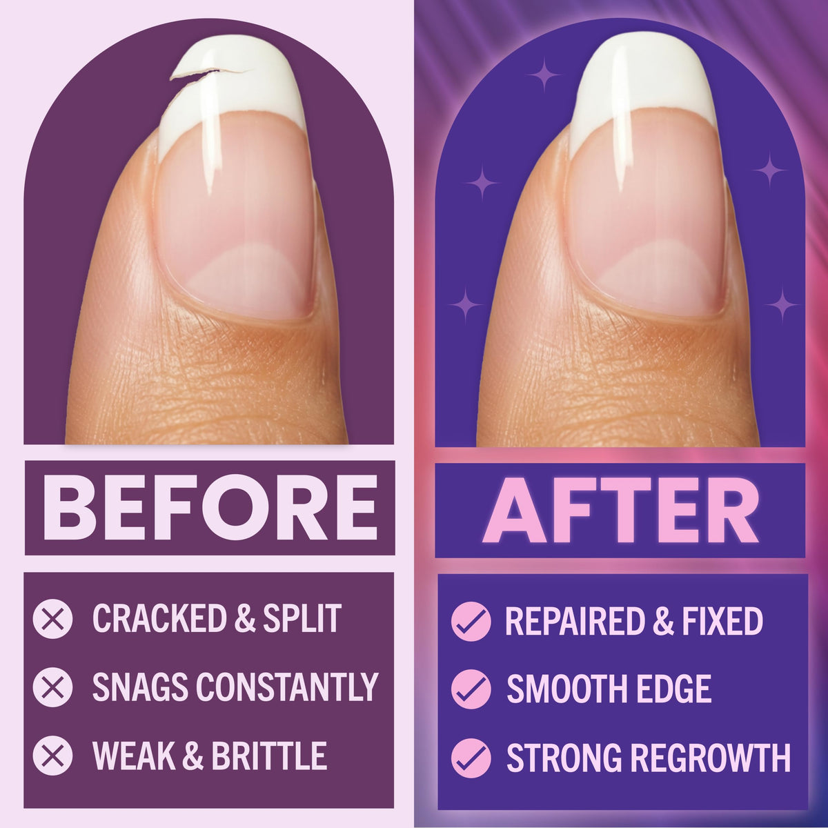 Finga-Nails glue bottle label highlighting strong adhesive for repairs