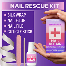 Finga-Nails lifestyle desk shot showing kit ready for quick at-home fix
