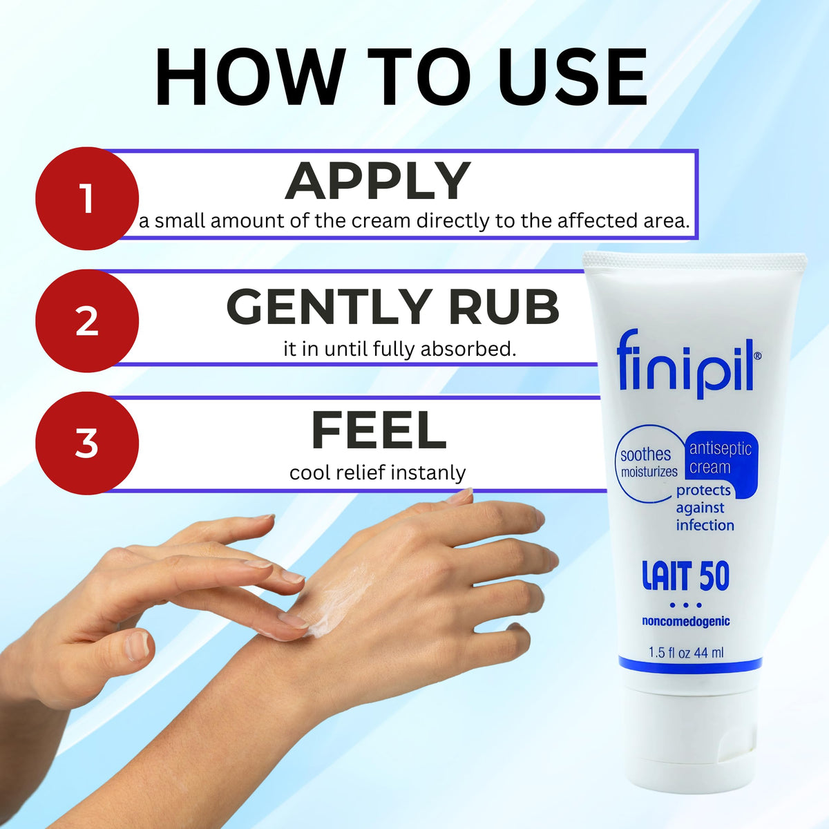finipil label details highlighting patented formula and FDA-registered status