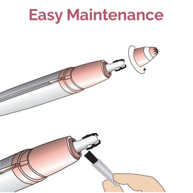 Finishing Touch trimmer with protective cap for safe storage and portability