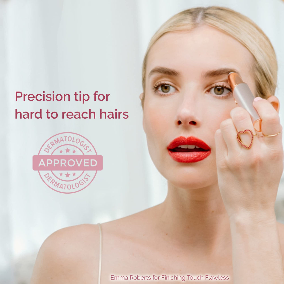 Finishing Touch LED light illuminating brow area for better visibility