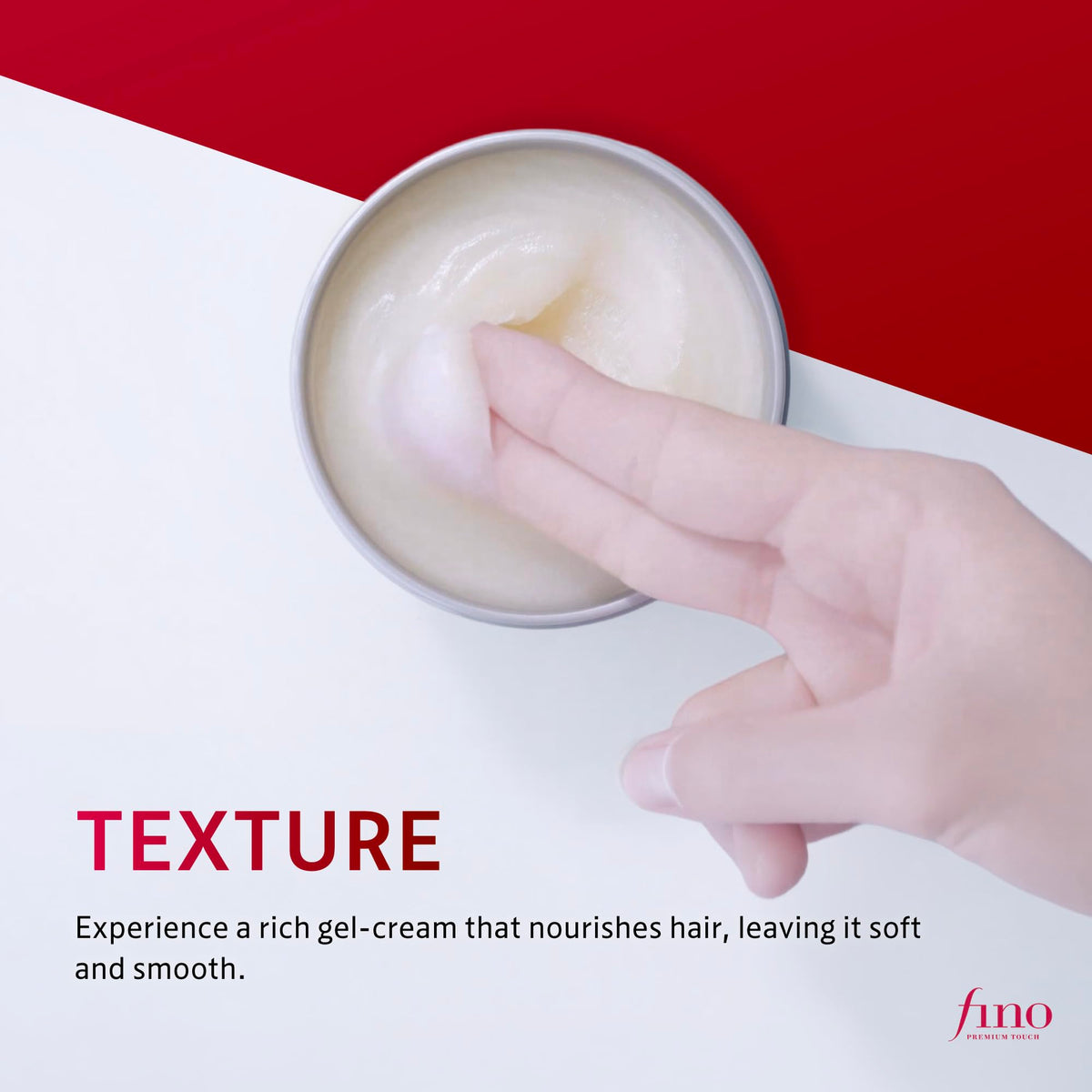 Fino applying mask to mid-lengths demonstrating easier detangling and smoothing