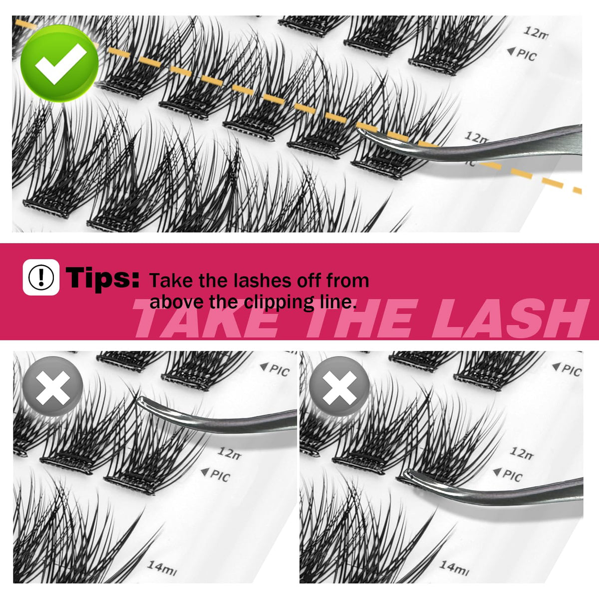 FinyDreamy clusters applied on eye demonstrating quick, natural volume