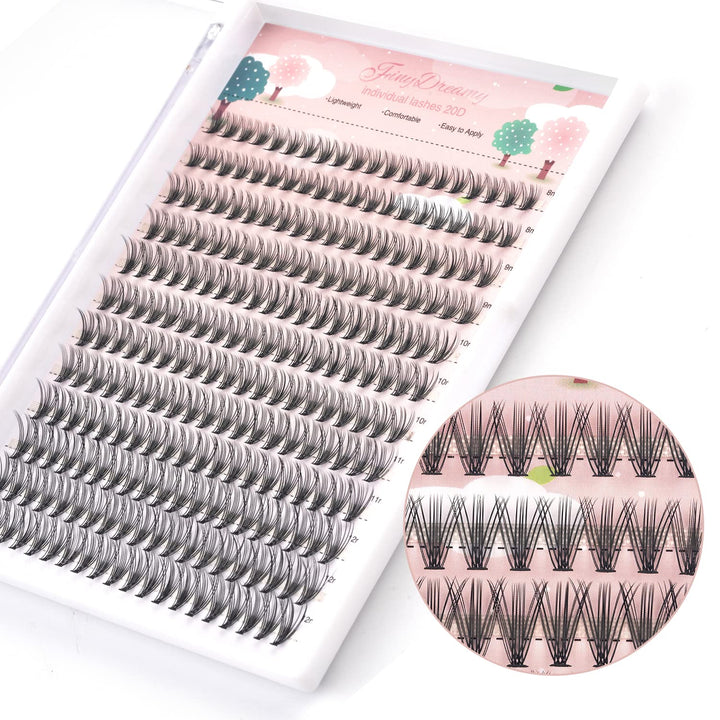 FinyDreamy front packaging showing 240pcs cluster set and benefits