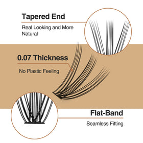 FinyDreamy clusters next to tweezers for accurate size comparison