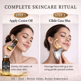 Fiora Naturals gua sha close‑up edge highlighting cool stainless steel benefit