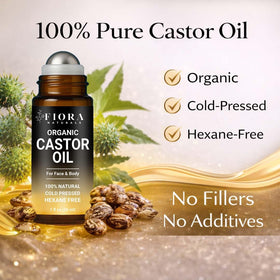 Fiora Naturals roll‑on applying castor oil for targeted, mess‑free glide