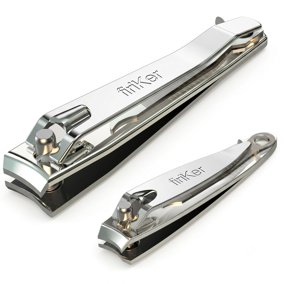firiKer front view packaging showing compact stainless steel clippers and polished finish benefits