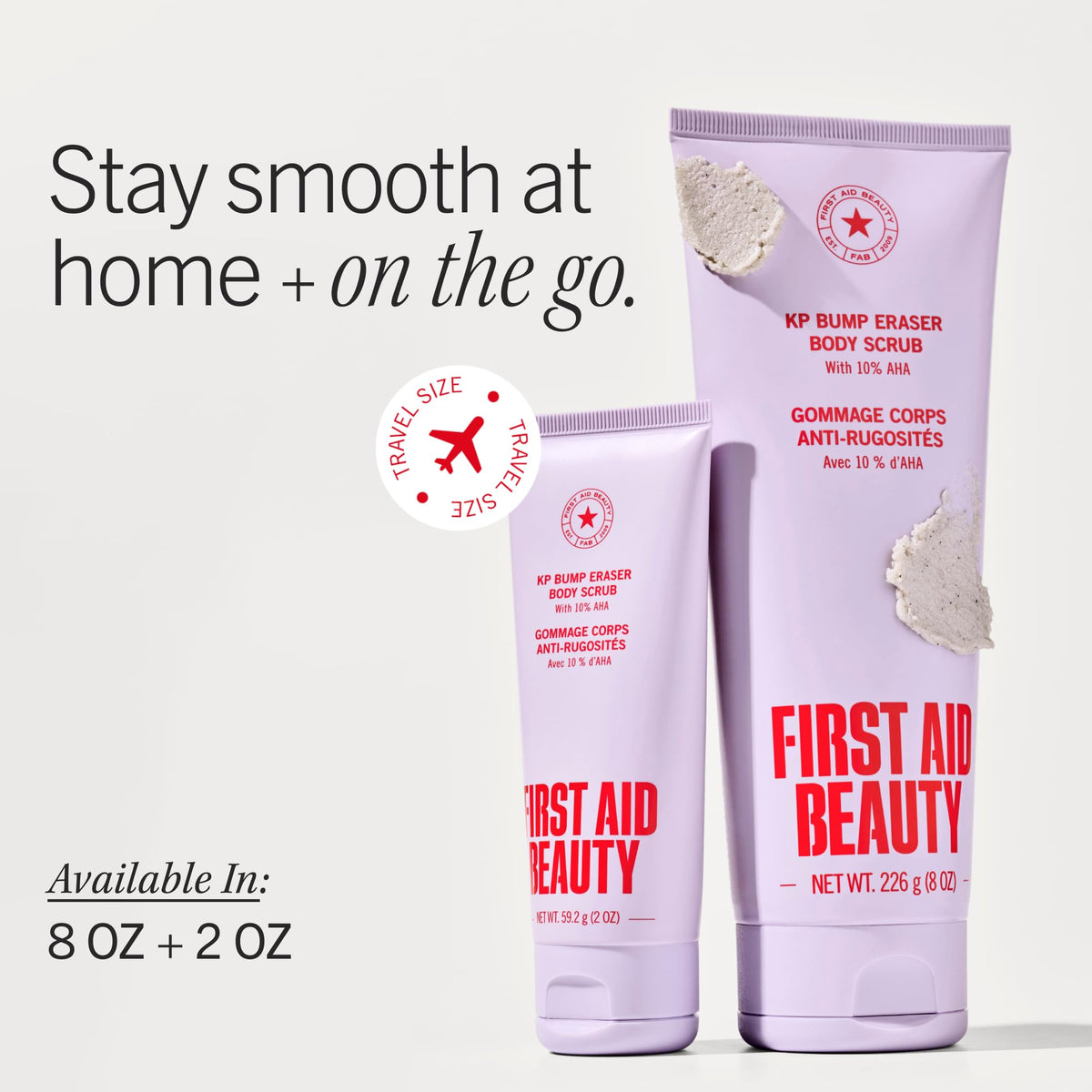 First Aid Beauty 2 oz tube next to a coin for scale to illustrate compact size