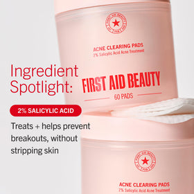 First Aid Beauty pad being wiped across face in morning routine to treat breakouts