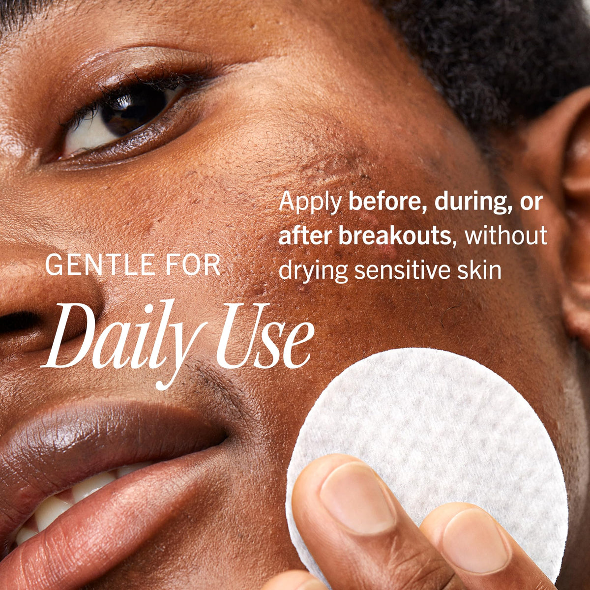 First Aid Beauty ingredient panel highlighting 2% salicylic acid and clean formula