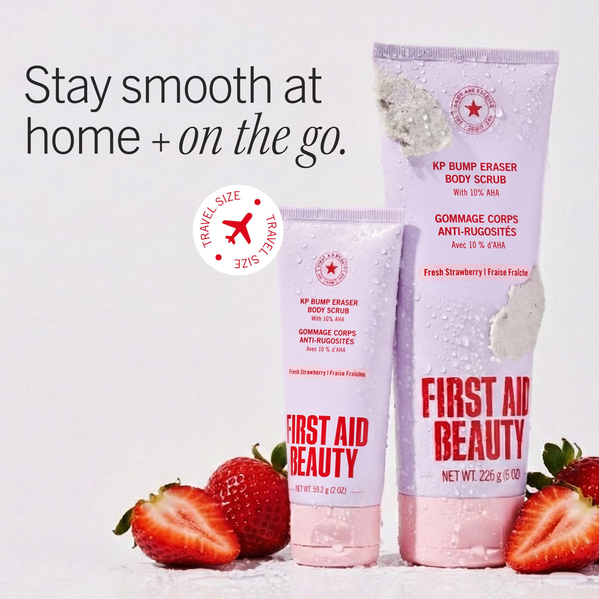 Back packaging of First Aid Beauty showing usage directions and key benefits