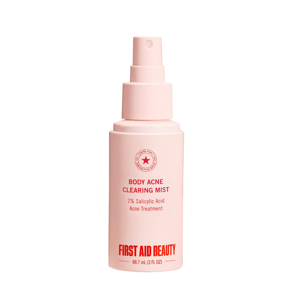 First Aid Beauty front packaging showing spray bottle and label benefits
