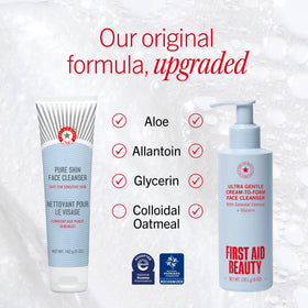 First Aid Beauty cream-to-foam texture close-up illustrating gentle lather benefit