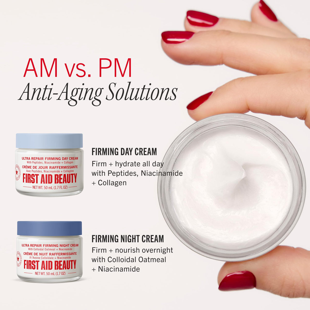 First Aid Beauty jar styled in bathroom showing routine-ready convenience
