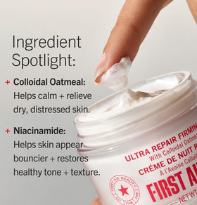 First Aid Beauty open jar with pea-sized amount showing easy application