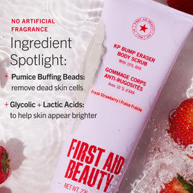 First Aid Beauty scrub being applied to arm demonstrating smoothing action