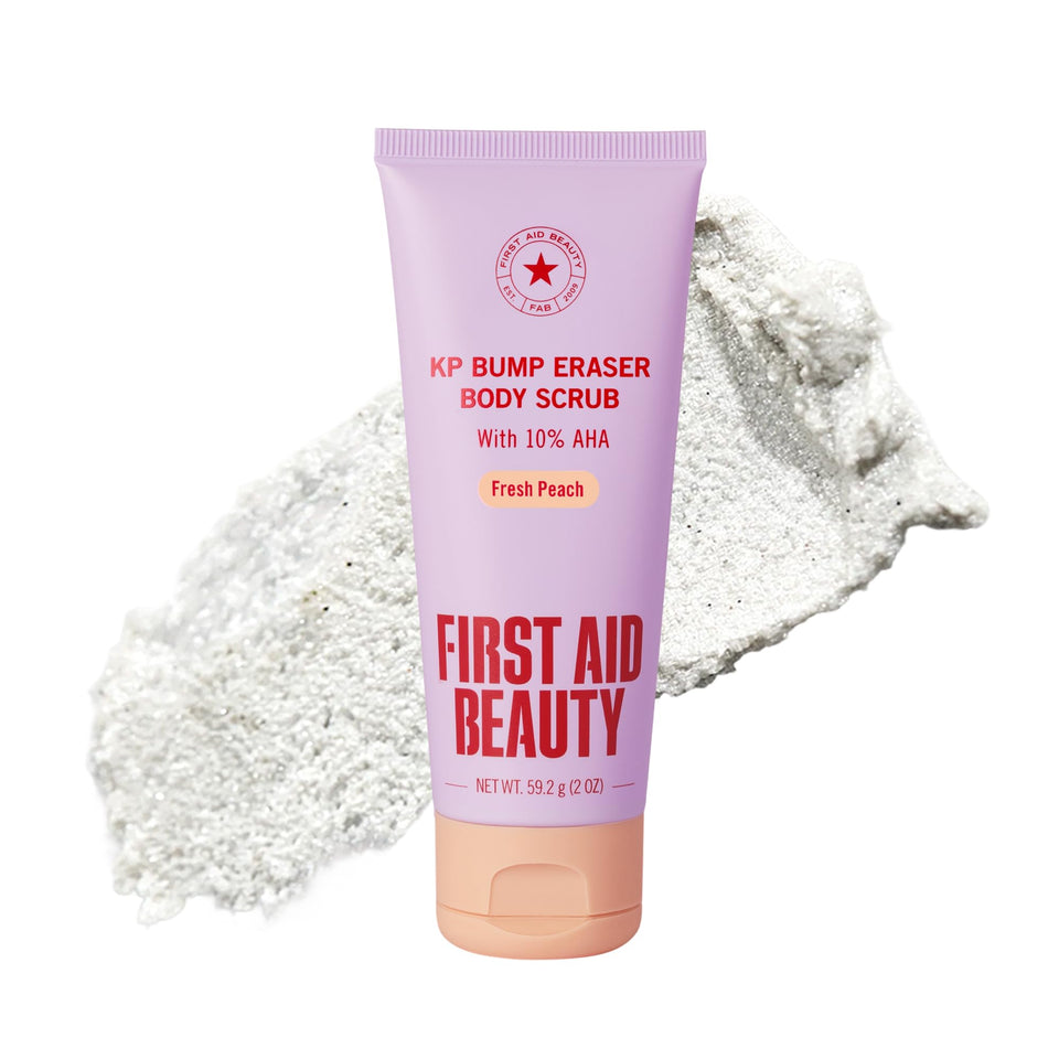 First Aid Beauty front packaging showing 2 oz tube and peach scent benefit